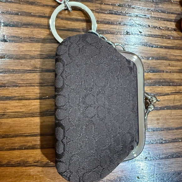 Coach Signature Mini Kisslock Coin Purse Key Fob - Picture 3 of 3